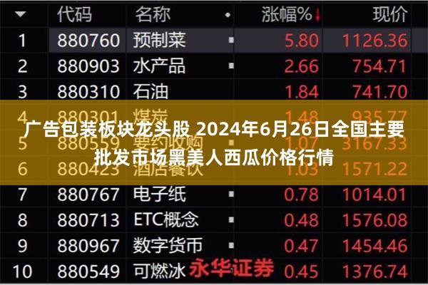 广告包装板块龙头股 2024年6月26日全国主要批发市场黑美人西瓜价格行情